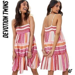 ANTHROPOLOGIE BY DEVOTION TWINS EMBROIDERED MINI DRESS NEW LARGE